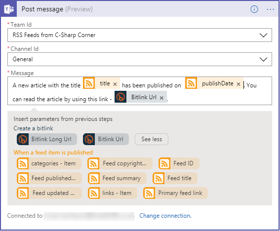 Azure Logic App - Microsoft Teams Connector